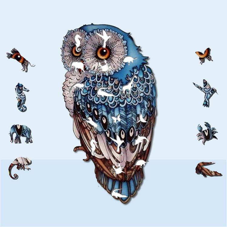 Blue Owl Wooden Jigsaw Puzzle