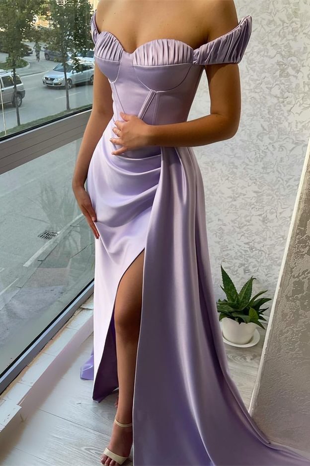 Luluslly Off-the-Shoulder Mermaid Prom Dress Long With Slit Online