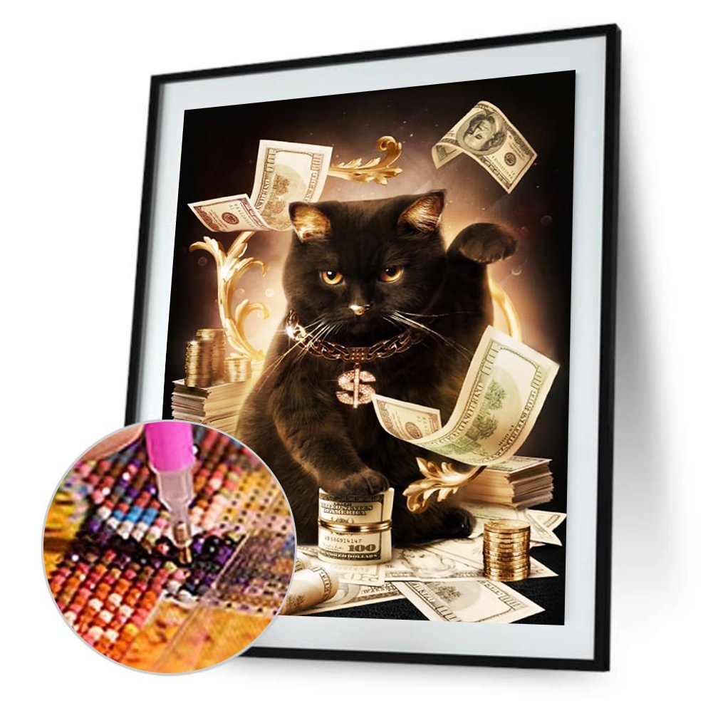 Money Cat Tree  Round Diamond Painting 26*36cm