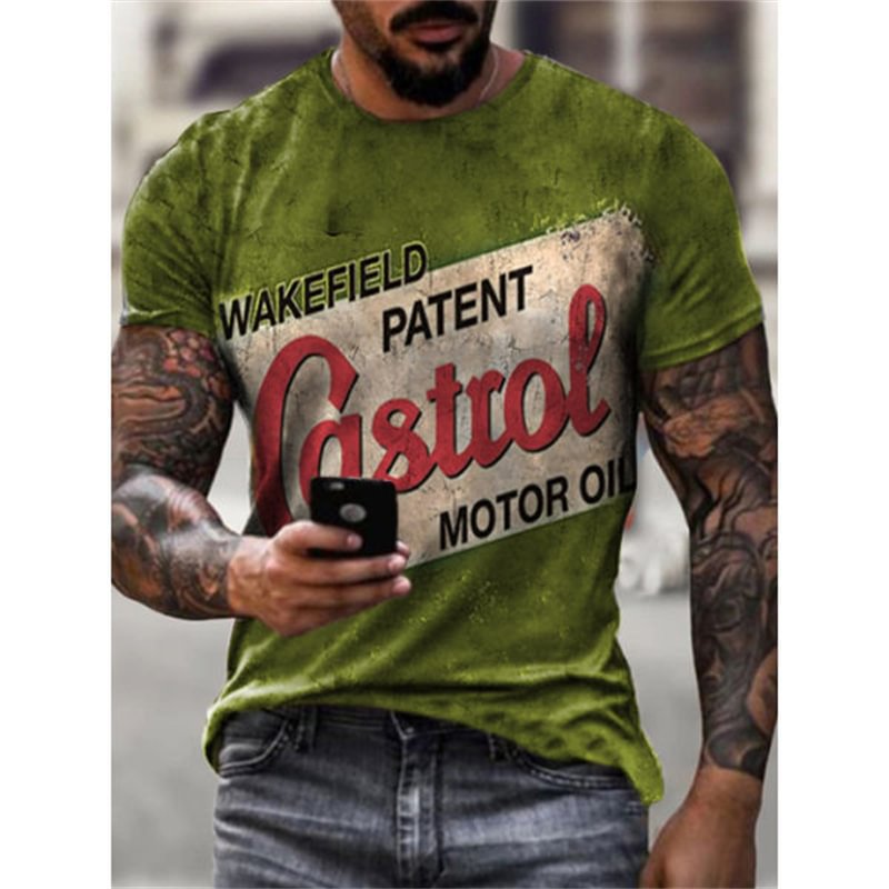 Casual Retro Trend Round Neck Short Sleeves Men's T-Shirts-VESSFUL