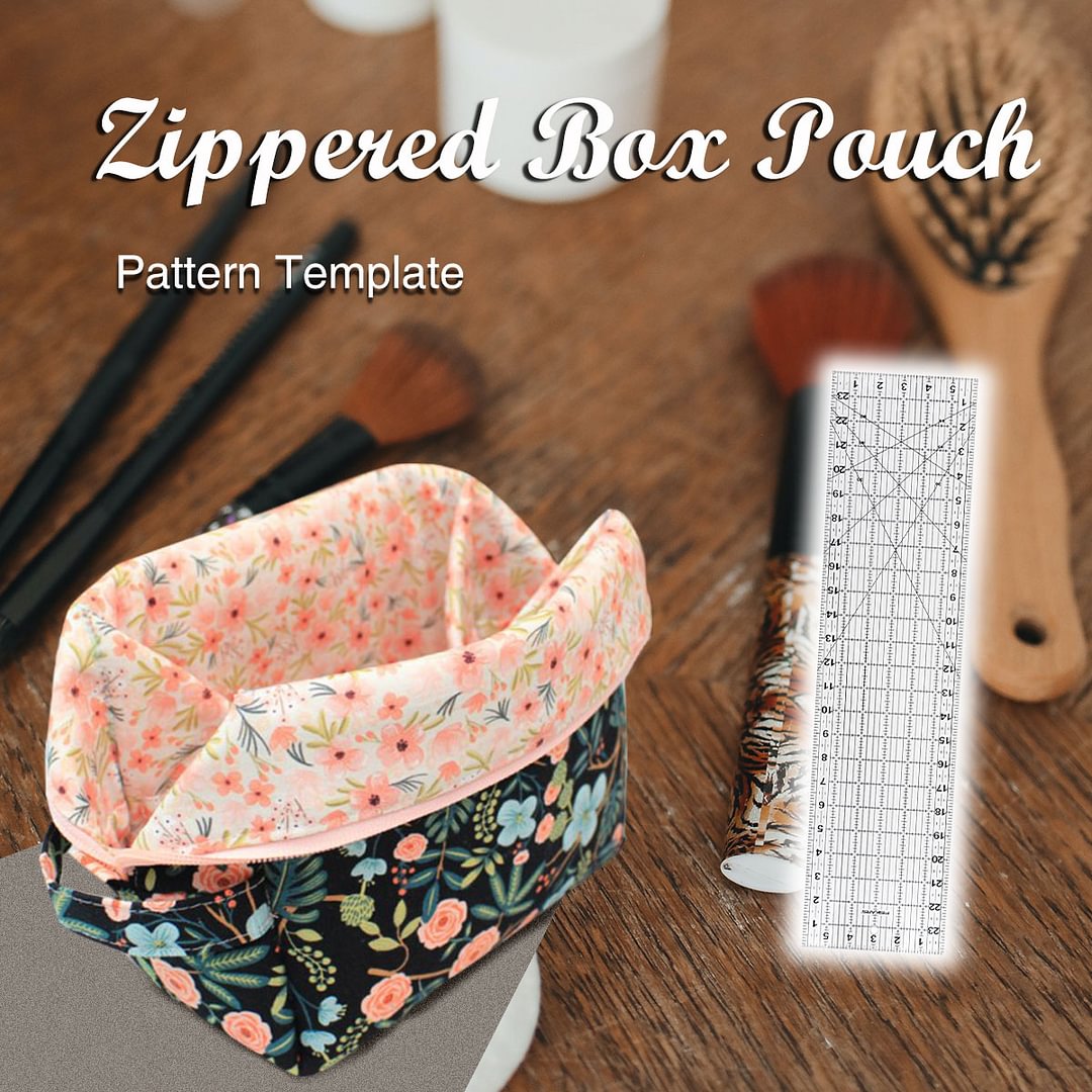 DIY Zippered Box Pouch Pattern Template With Instructions
