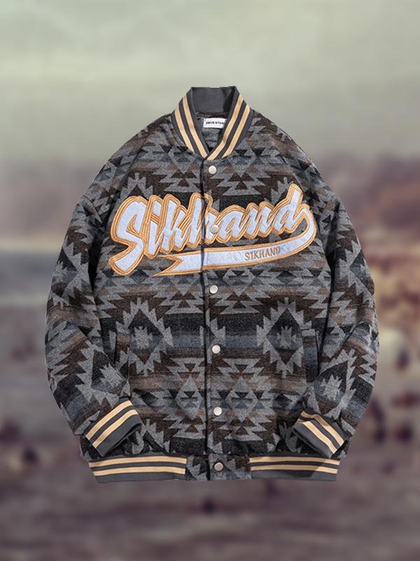 American Retro Embroidery Baseball Uniform Cotton Jacket-广州亿态贸易有限公司-Anne Neville