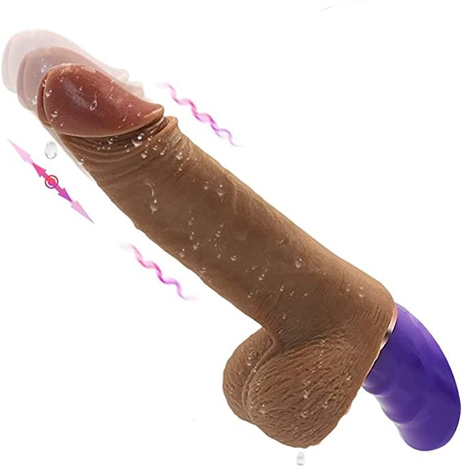 Allover Vibration Telescopic Manual Handle Soft Dildo Masturbate Hot Pussy
