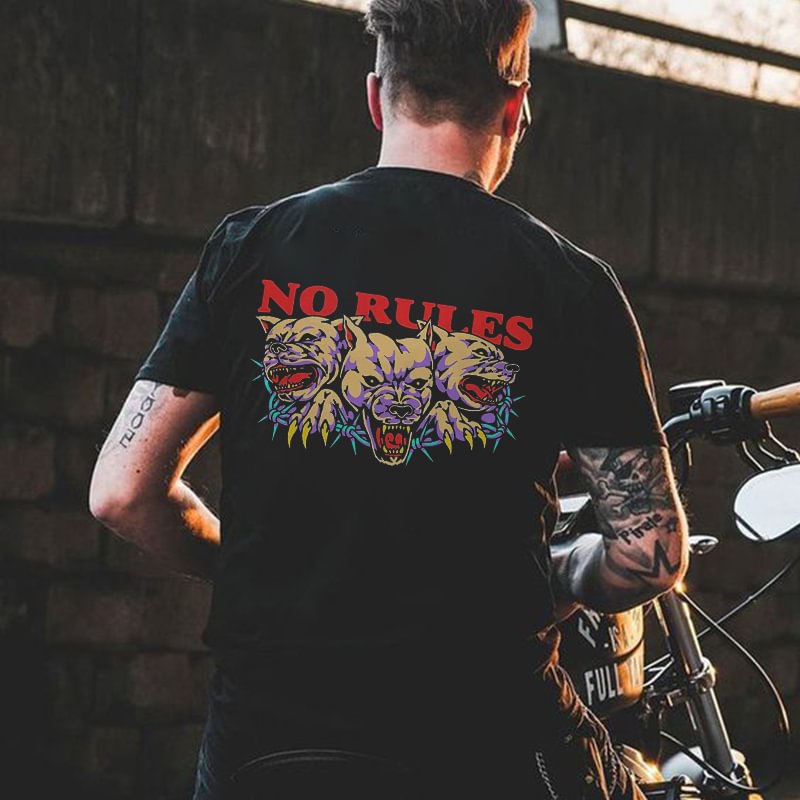 No Rules Cerberus Print Mens T-shirt - Cloeinc