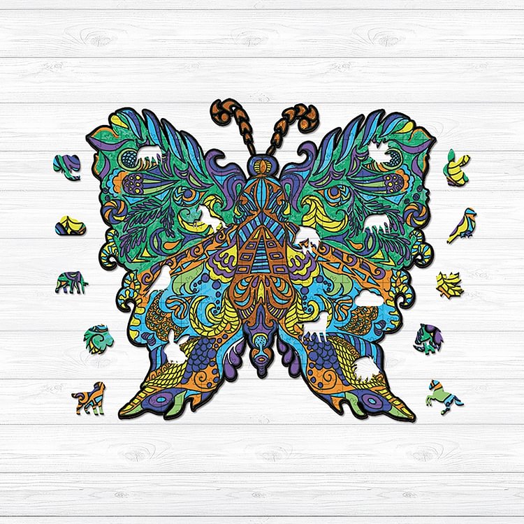 Patterned Butterfly Wooden Jigsaw Puzzle