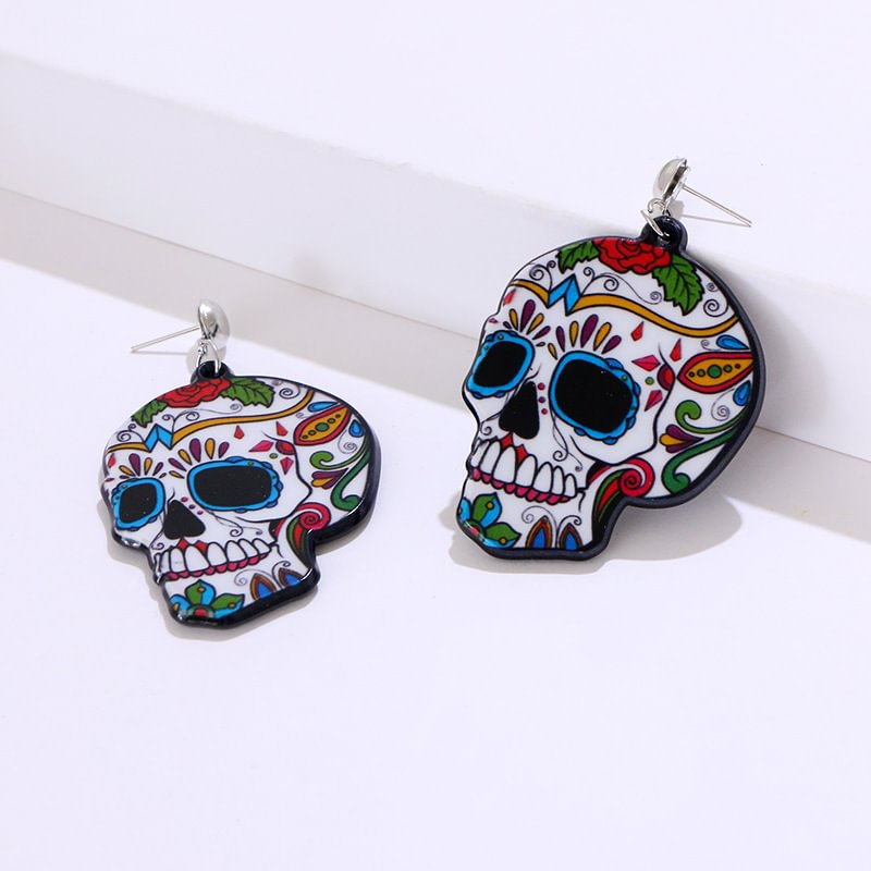 Minnieskull Skull Halloween Acrylic Fashion Earrings - Minnieskull