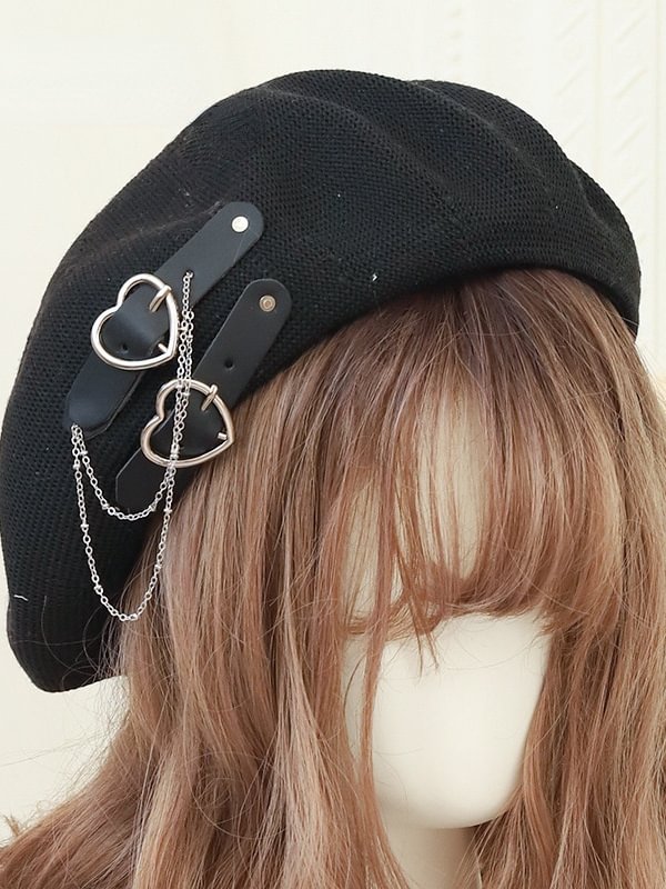 JK Style Buckle Knot Chain-trimmed Knitted Belet Hat