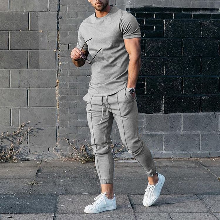 BrosWear Comfortable Gray T-Shirt Set