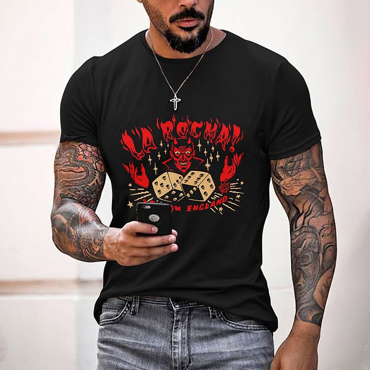 BrosWear Black Casual Vintage Men'S T-Shirt