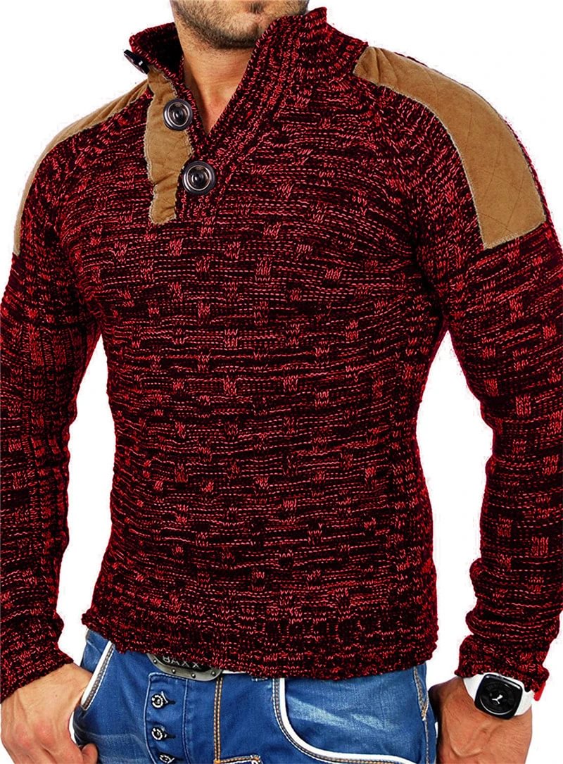 Men's Stand Collar Suede Sweater-Corachic