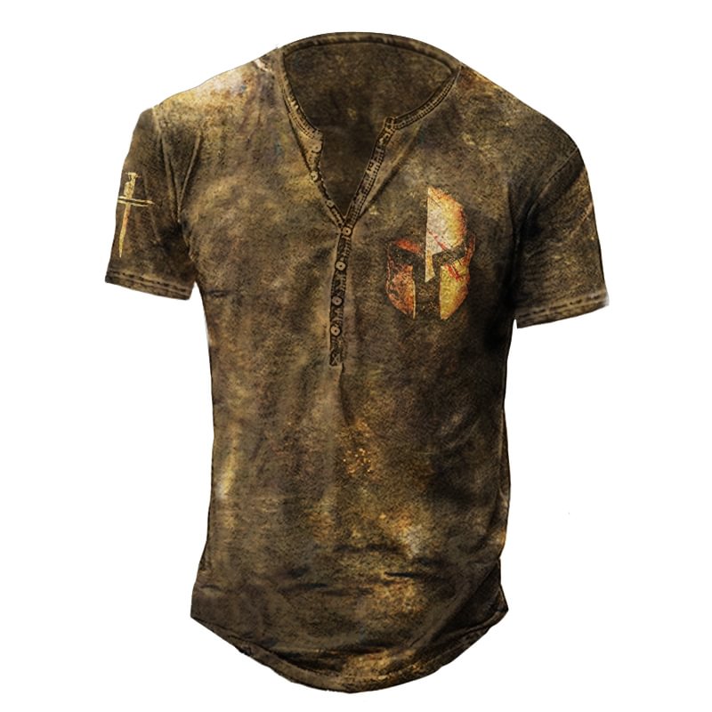 Mens outdoor vintage warrior print T-shirt / [viawink] /