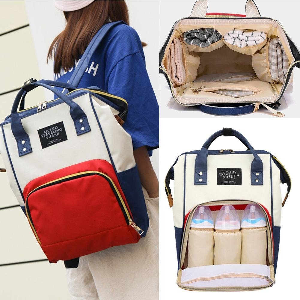 Large Capacity Mummy Diaper Bag Backpack Baby Bag Nursing Travel Diaper Backpack - vzzhome