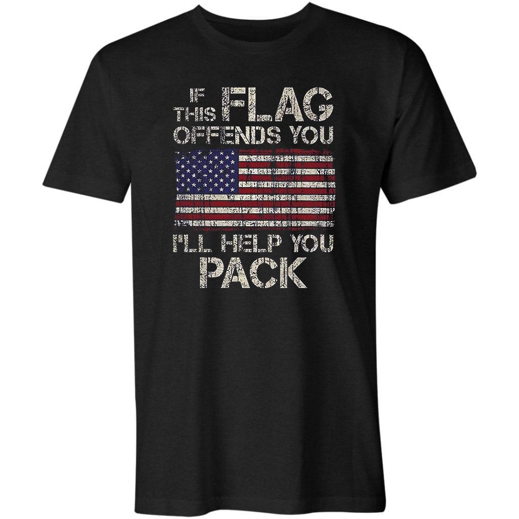 If This Flag Offends You I'll Help You Pack Mens Flag T-shirt - Krazyskull