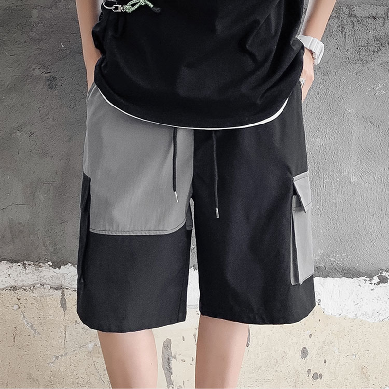 Loose Japanese Style five-point tooling Korean style trendy brand stitching middle trousers casual pants