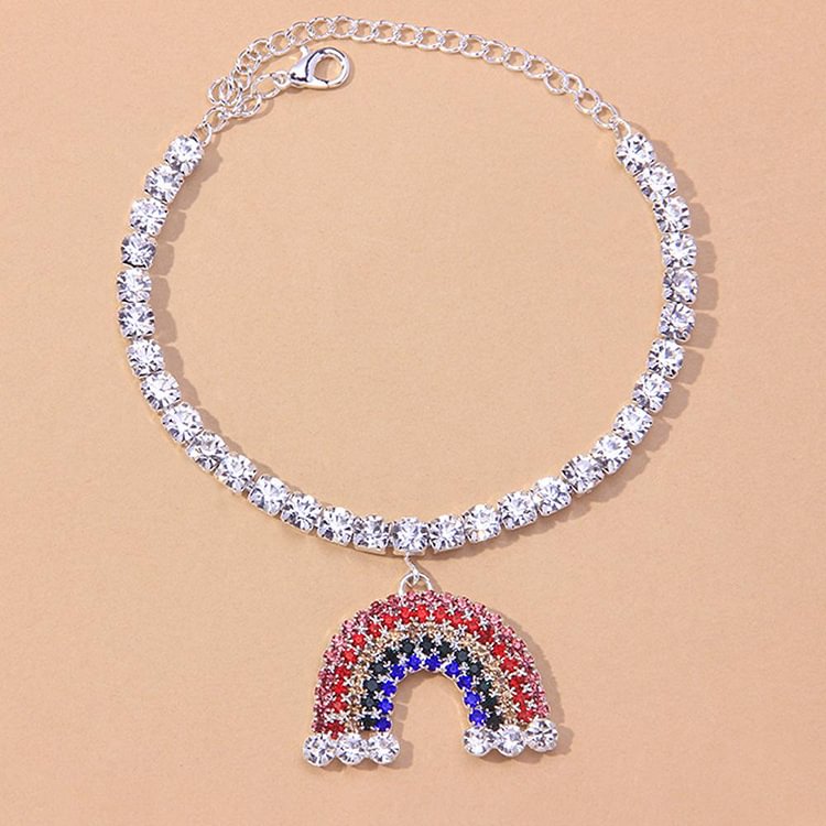 Promsstyle Rhinestone rainbow anklet ankle chain