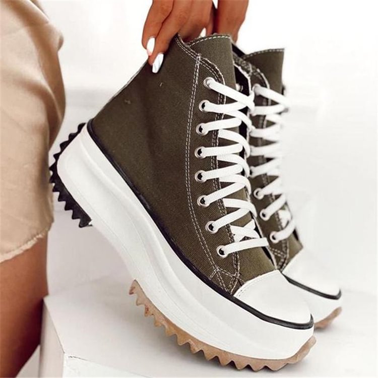 Women's Canvas Sneakers Lace-up Flat Shoes