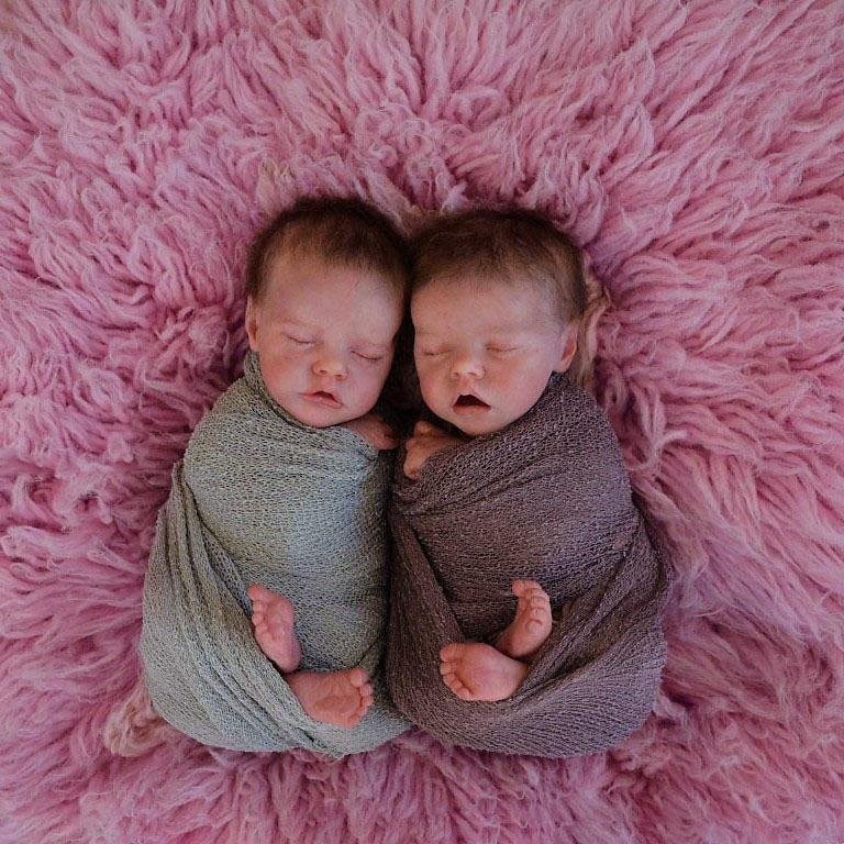 17 inches Real Lifelike Twins Sister Sleeping Reborn Baby Doll Girl Aidan and Nadia, Beautiful Baby Gift 2022 -Creativegiftss® - [product_tag]