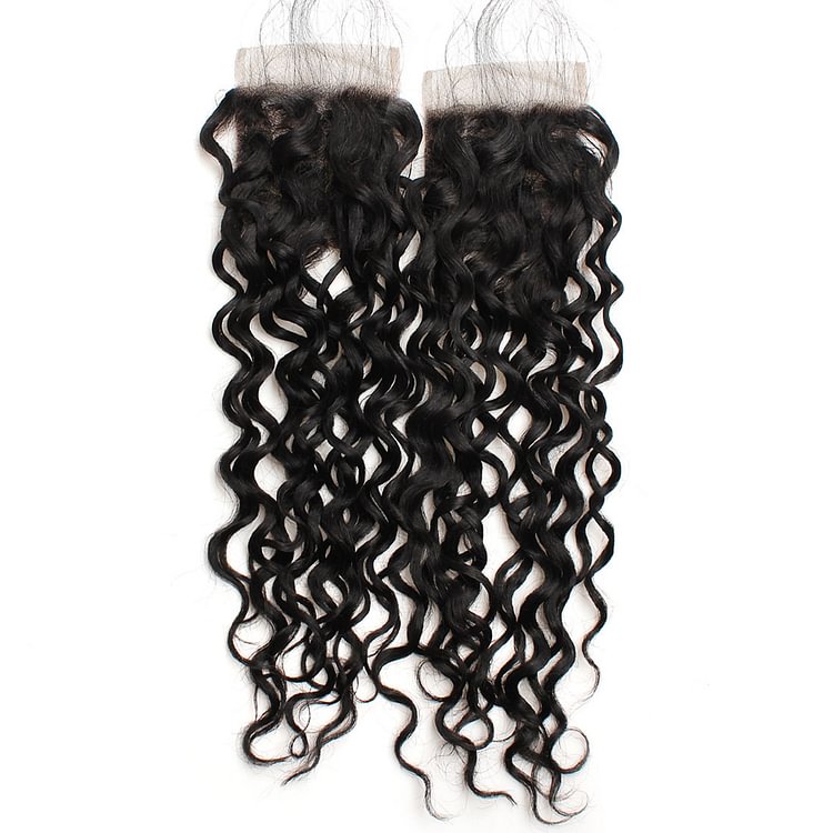 1 PC Black Water Wave 4x4 Lace  Closure丨Brazilian Mature Hair、Virgin Hair