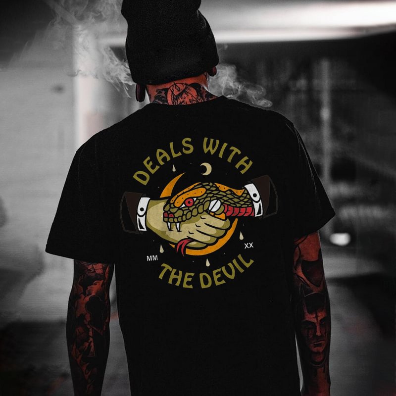 UPRANDY Deals with the devil fashion black T-shirt -  UPRANDY