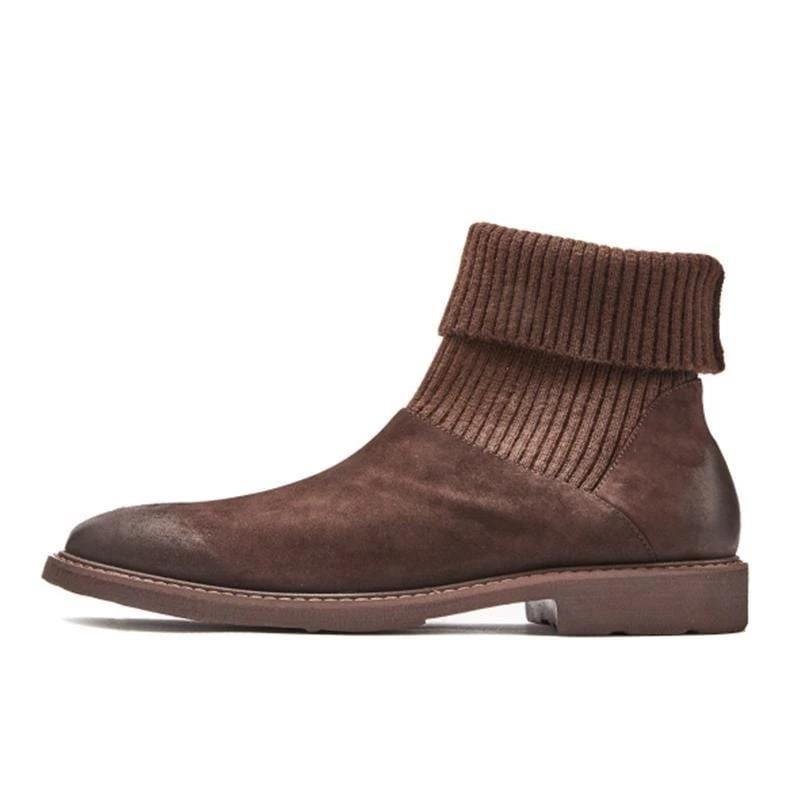 Men's Soft Slip On Suede Leather Ankle Boots-Corachic