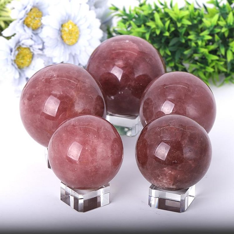 2.0"-4.5" Strawberry Quartz Sphere Crystal wholesale suppliers