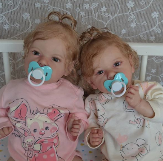 Kids Holiday Idea Gifts Reborn Twins Sister Girls 12'' Lifelike Saskia Awake Reborn Baby Dolls Maegan and Ysandre 2022 -Creativegiftss® - [product_tag]