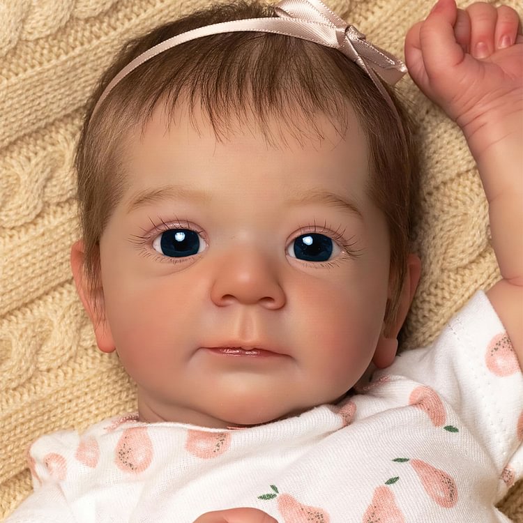  18" Cloth Body Reborn Baby Doll Awake Newborn Brown Hair Girl With Blue Eyes Named Minas - Reborndollsshop.com-Reborndollsshop®