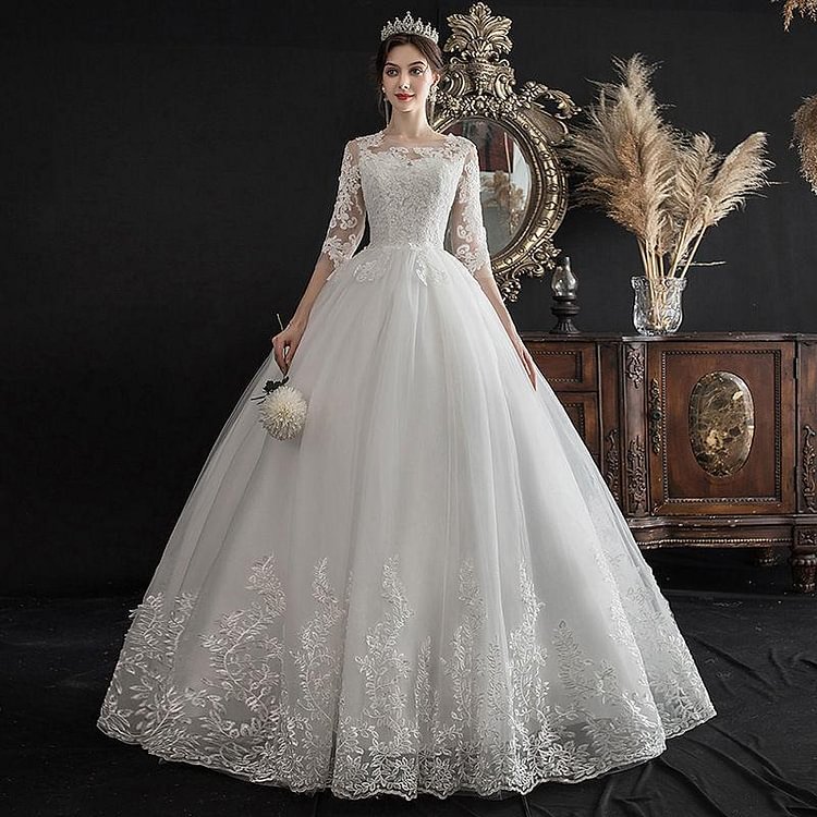 Promsstyle Promsstyle Lace embroidery white prom wedding dress