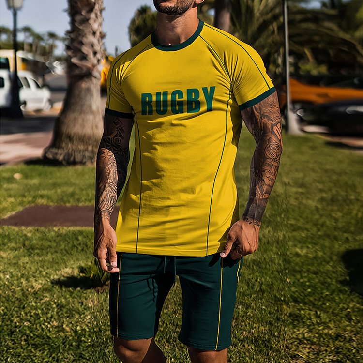 BrosWear Rugby T-Shirt And Shorts Two Piece Set