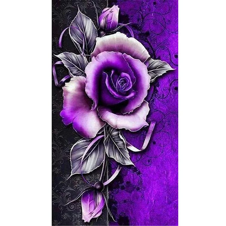 Purple Flowers - Round Drill Diamond Painting - 45*85CM (Big Size)