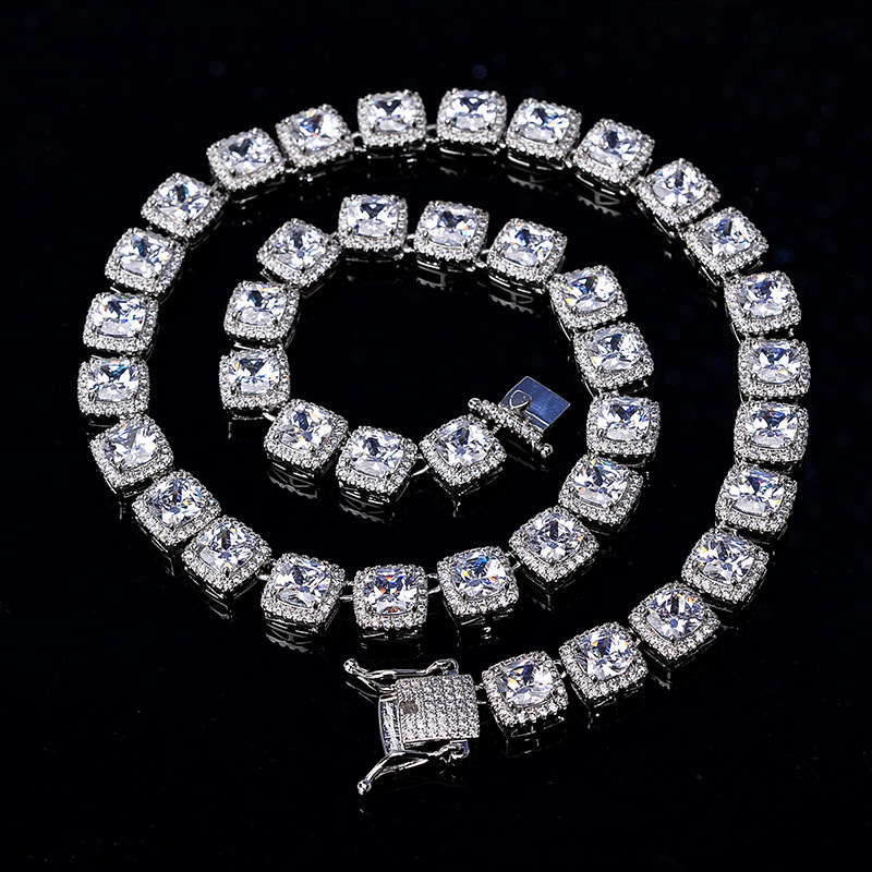 Vessful 10mm Luxury Clustered Tennis Chain In White Gold Hiphop Jewelry