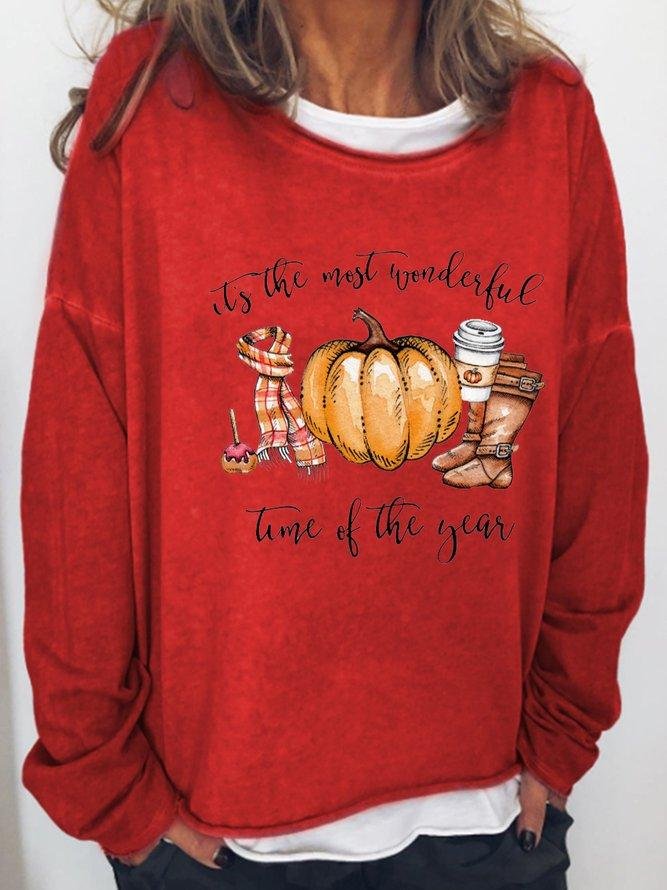 It'S The Most Wonderful Time Of The Year Cotton-Blend Long Sleeve Sweatshirt-Mayoulove
