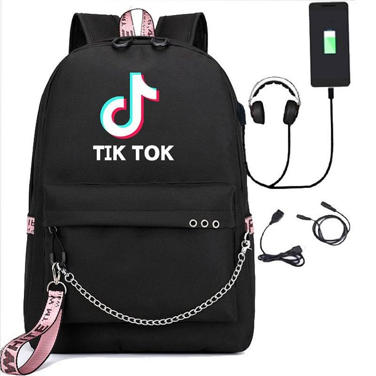 Tik Tok Backpack Music School Bag With USB Port  Headset Port-Mayoulove