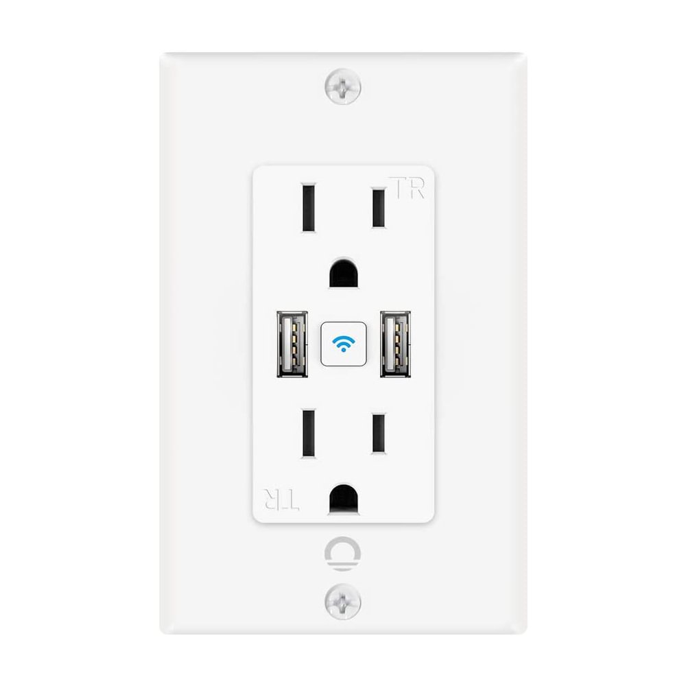 Lumary Smart Wi-Fi In-Wall Outlet 15 Amp 125 Volt Tamper Resistant Split Duplex 