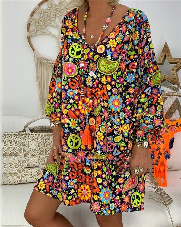 Casual Women Summer Printed Loose Dress P110209