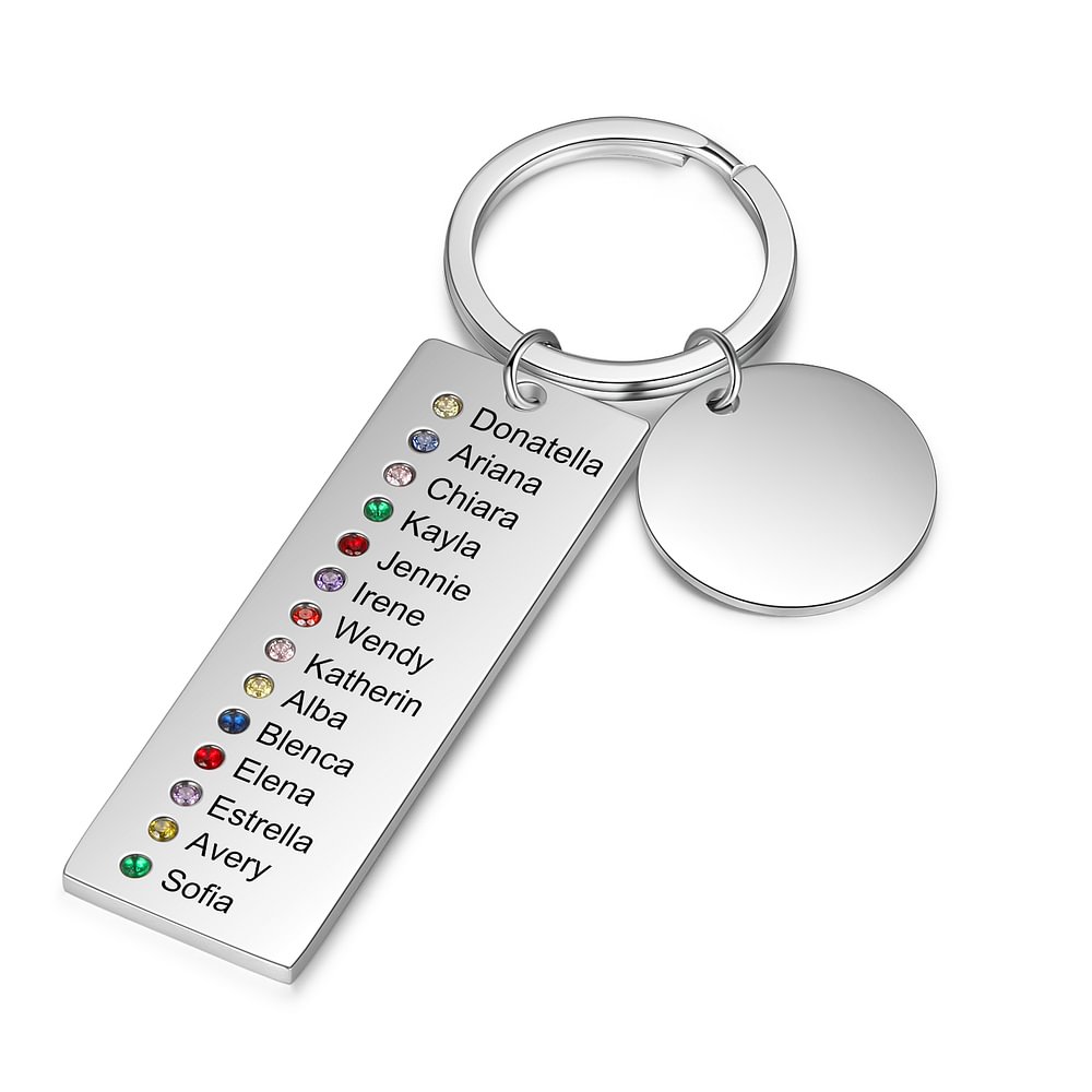Personalisierter 14 Namen mit Geburtsstein Schlüsselanhänger t1-n14-b14 Kettenmachen