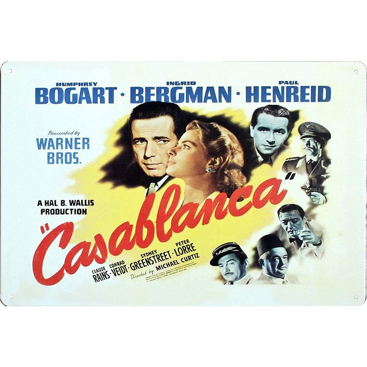 Casablanca - Vintage Tin Signs/Wooden Signs - 20x30cm & 30x40cm