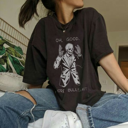 Minnieskull Oh good skeleton printed designer basic T-shirt - Minnieskull
