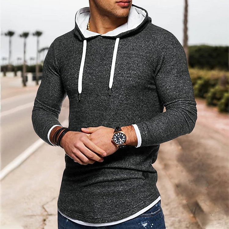 BrosWear Men's Sport Outwear Snowflake Hoodie Long Sleeve Sweatshirt gray