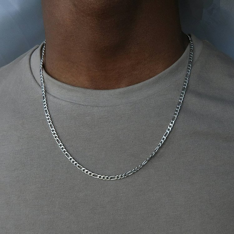 4MM Gold Silver Figaro Chain Men Necklace