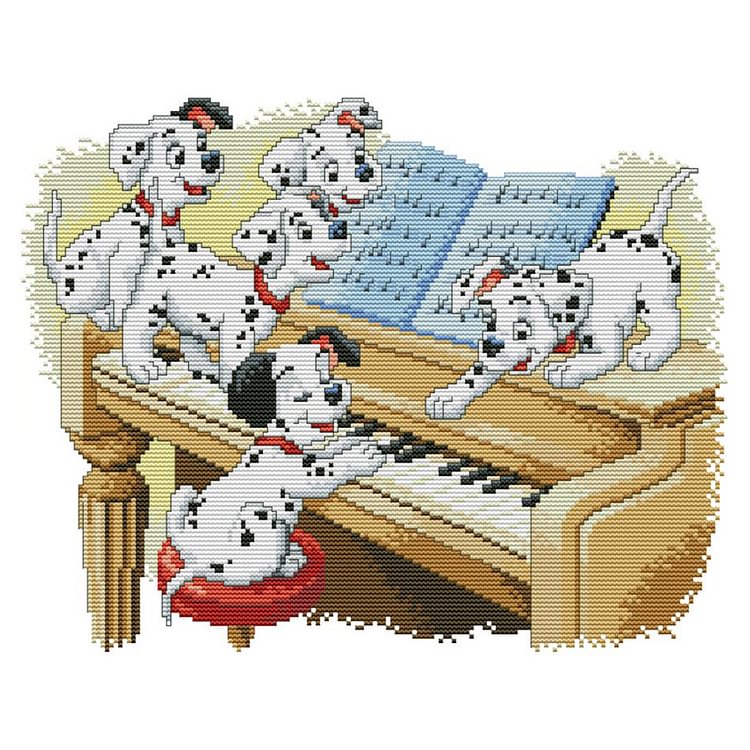 Dalmatian Playing The Piano - 14Ct Stamped Cross Stitch Kit 37*30CM