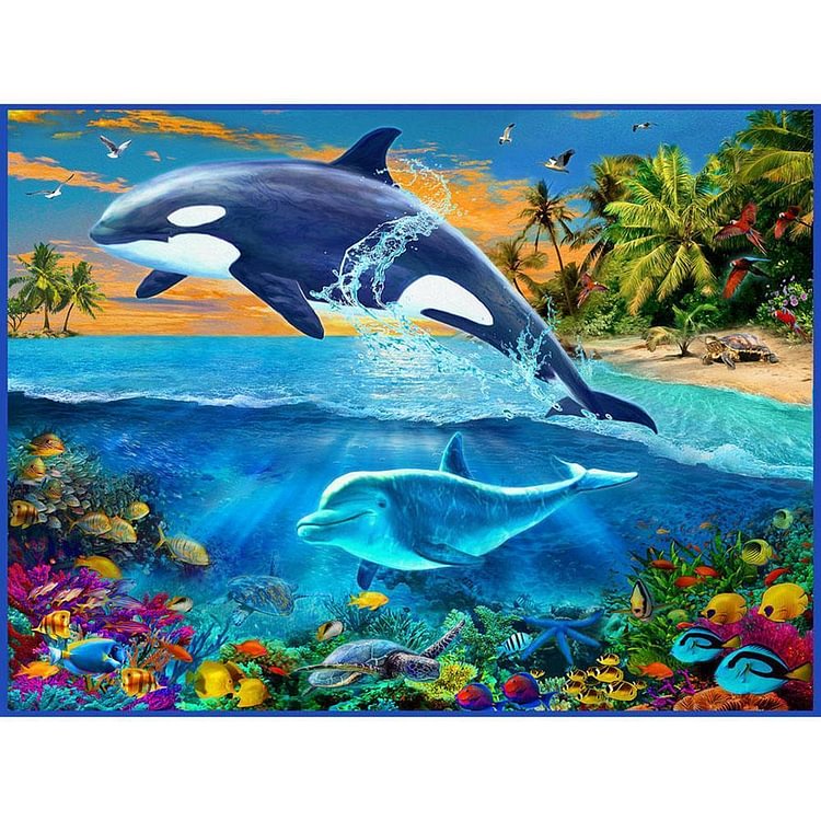 Dolphin - Partial Round Drill Diamond Painting - 30x25cm(Canvas)