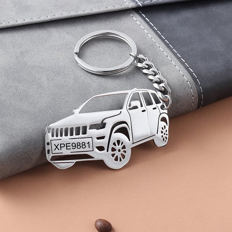 Personalised Jeep Grand Cherokee Car with Custom Name Number Plate Keychain