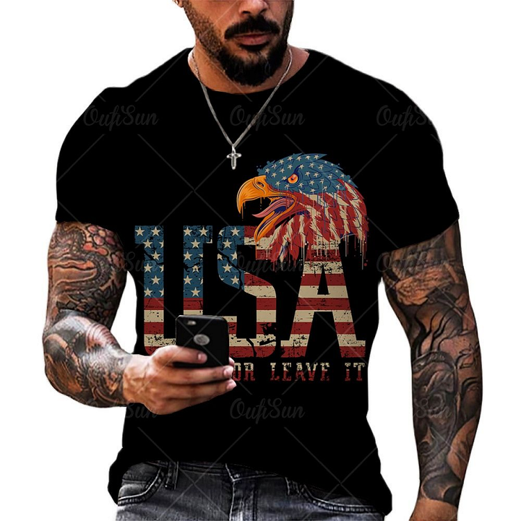 Eagle USA Pattern Casual Men’s Short-Sleeved T-shirts