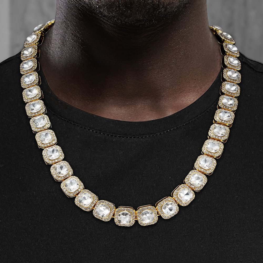 Vessful 10MM Luxury Clustered Tennis Hiphop Jewelry Men Chain In Gold-VESSFUL