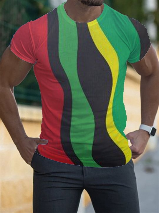 BrosWear Black Pride Inspired Wave Stripe Print Comfy T-shirt