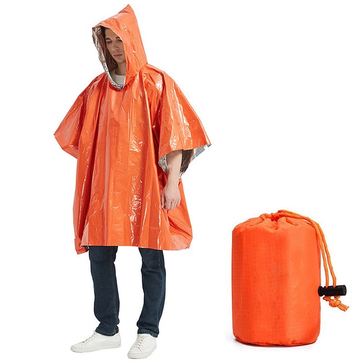 Emergency Raincoat Poncho Thermal Insulation Disposable Survival Blanket