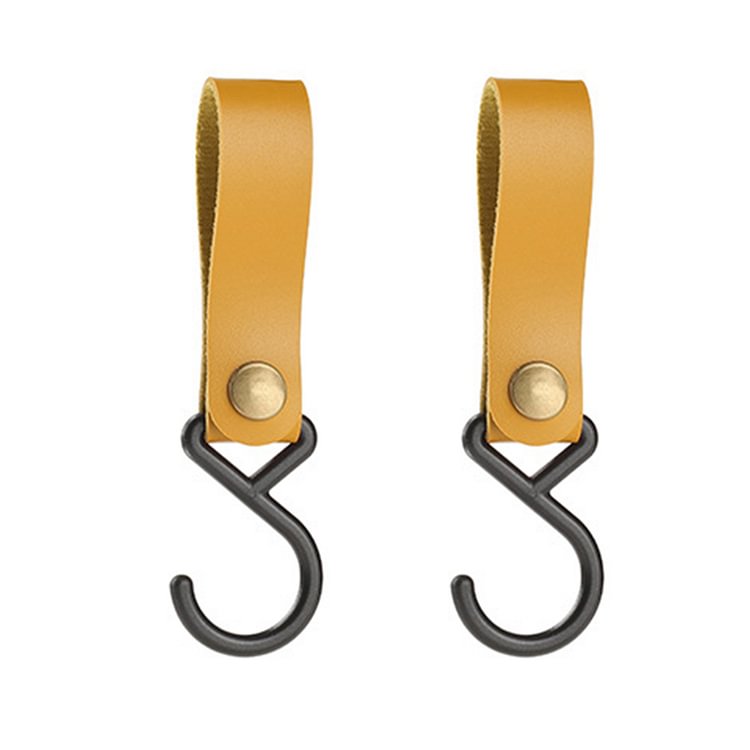 S-Shaped PU Leather Hanging Hooks Triangle Storage Rack Hook Keychain Curry
