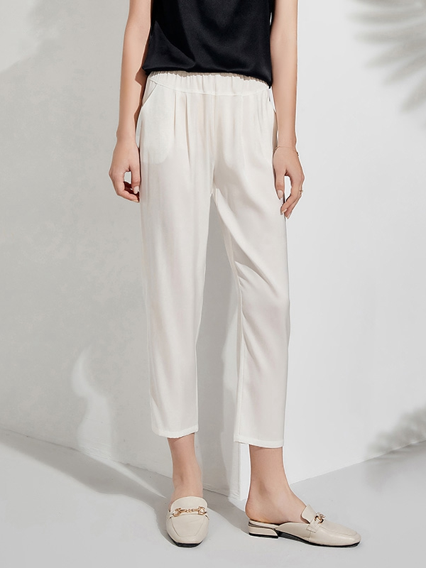 Silk Pants Breathable Cropped Style