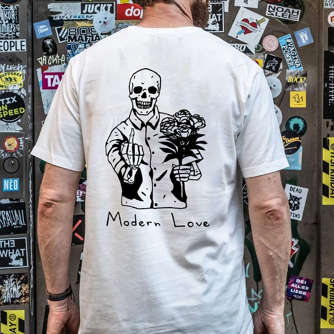 Modern Love Skull Floral Casual T-shirt - Krazyskull